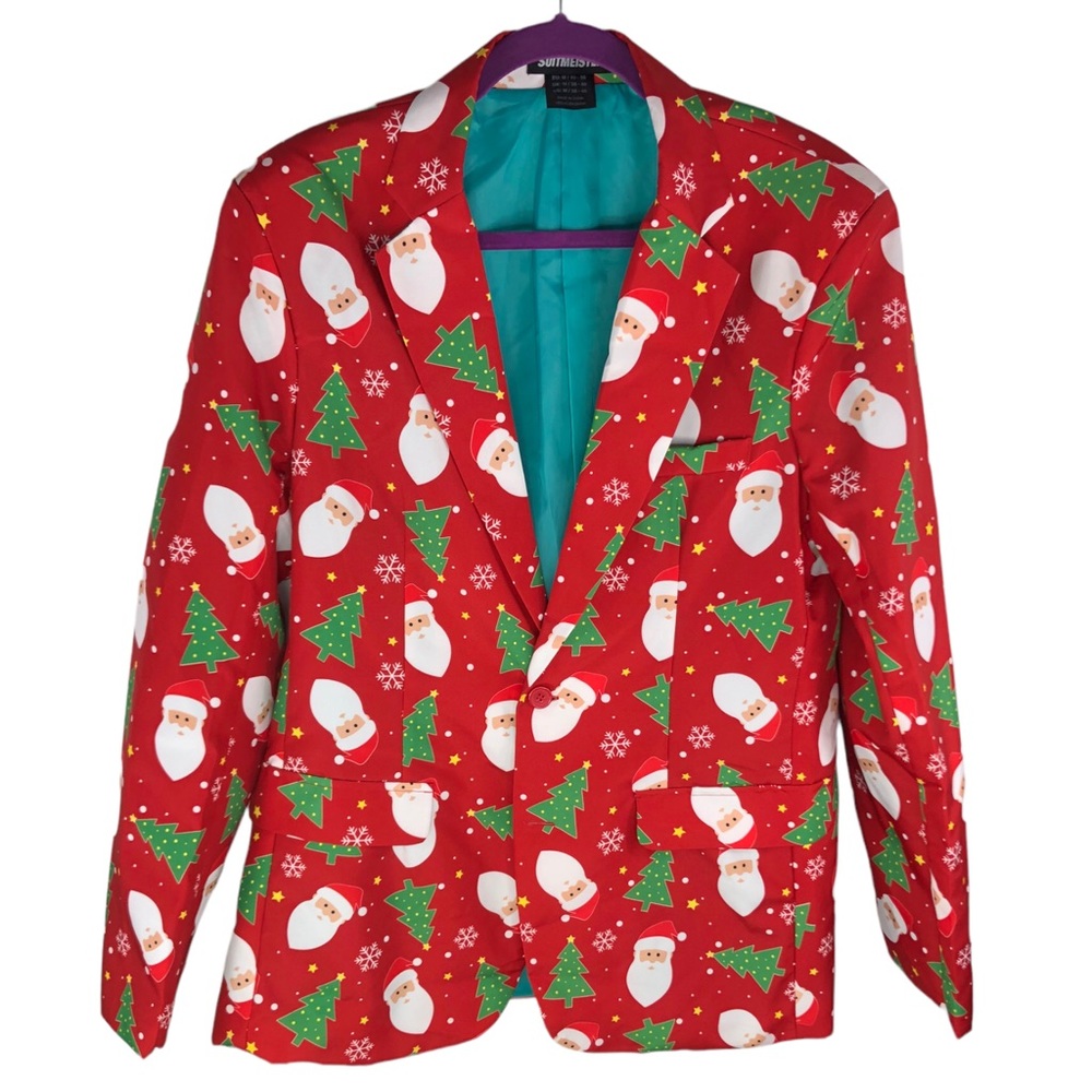 Suitmeister Santa & Trees Ugly Christmas Blazer Size 48-50 Regular